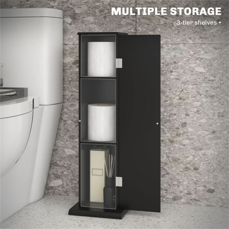 Compact Bathroom Cabinet with Adjustable Shelves, 1 Door, and Anti-Tip Design for Small Spaces