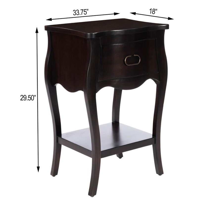 Butler Specialty Rochelle 1 Drawer Nightstand, Dark Brown
