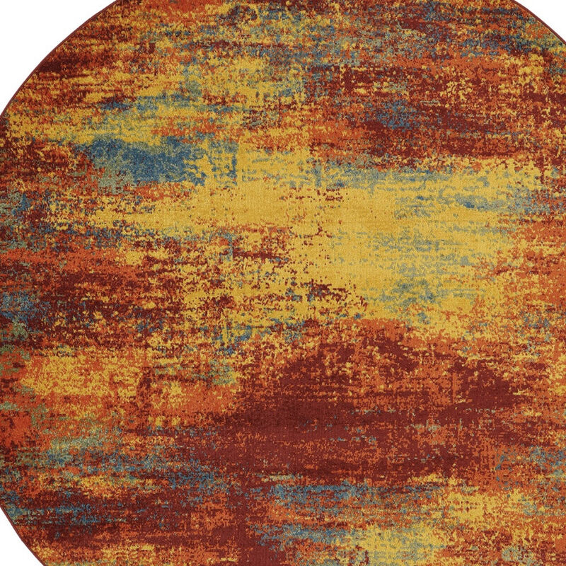 HomeRoots Round Abstract Indoor Outdoor Area Rug image number 2
