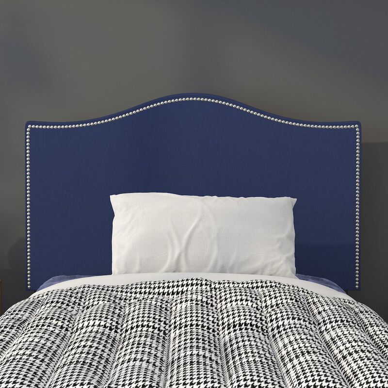 Flash Furniture Upholstered Twin Size Headboard with Accent Nail Trim in Navy Fabric image number 8