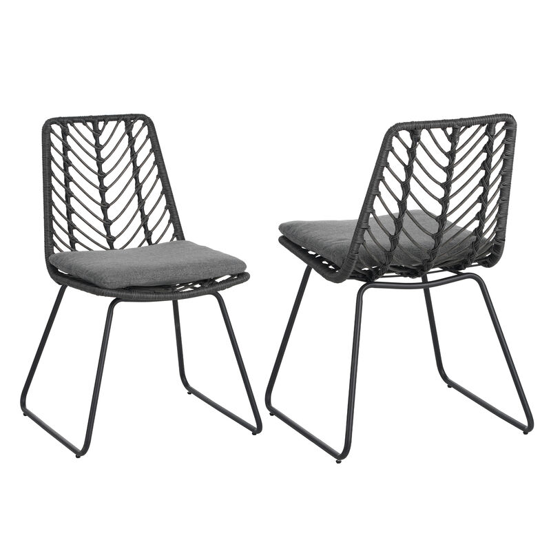 Merax Rattan Outdoor Indoor Dining Chairs 2 Pieces