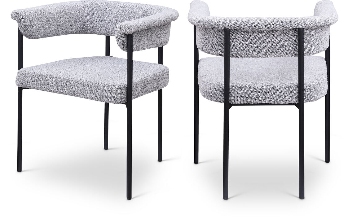 Meridian Furniture Malin Grey Boucle Fabric Dining Chair, Set of 2