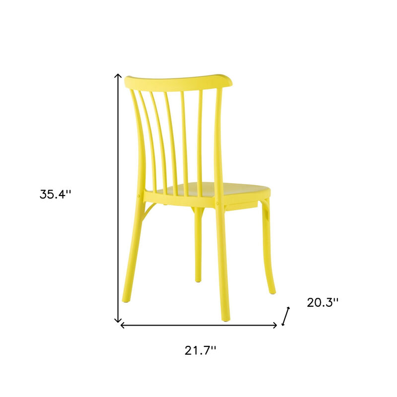 HomeRoots Set of Two Yellow Heavy Duty Plastic Outdoor Stacking Dining Chairs image number 5