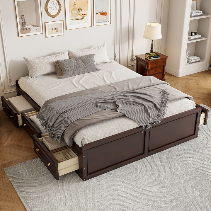 Merax Platform Bed Frame with 6 Drawers