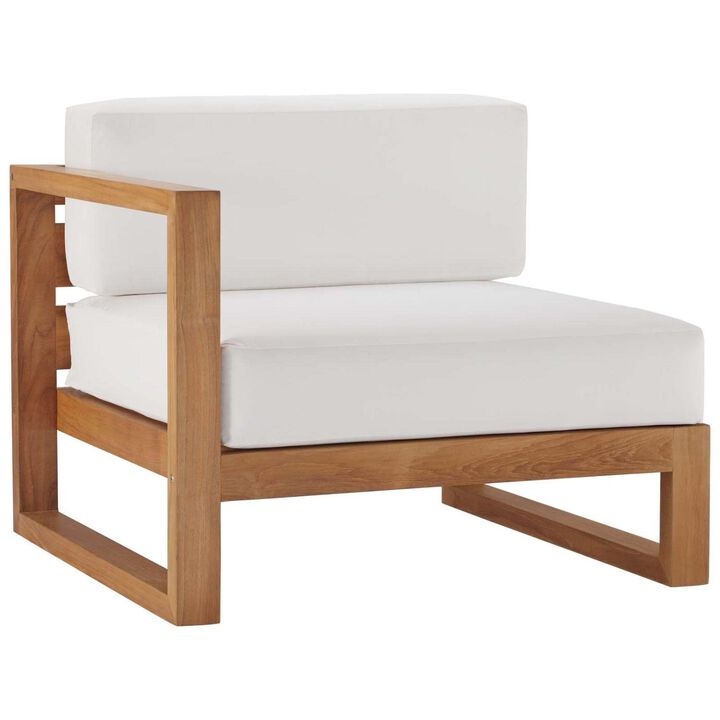 Modway EEI-4124-NAT-WHI Upland Patio Teak Wood Left-Arm Chair, Natural White