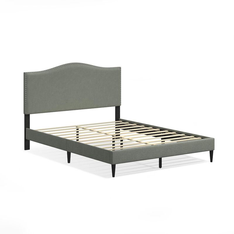Rize Home Leighford Queen Platform Bed Stone (Light) image number 1