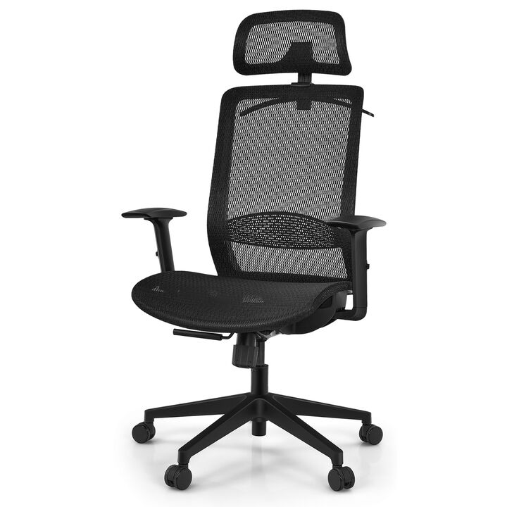 Costway Ergonomic High Back Mesh Office Chair Recliner Task Chair w/Hanger Grey