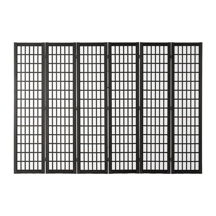6-Panel Room Divider, Folding Privacy Screen for Home & Office - Black