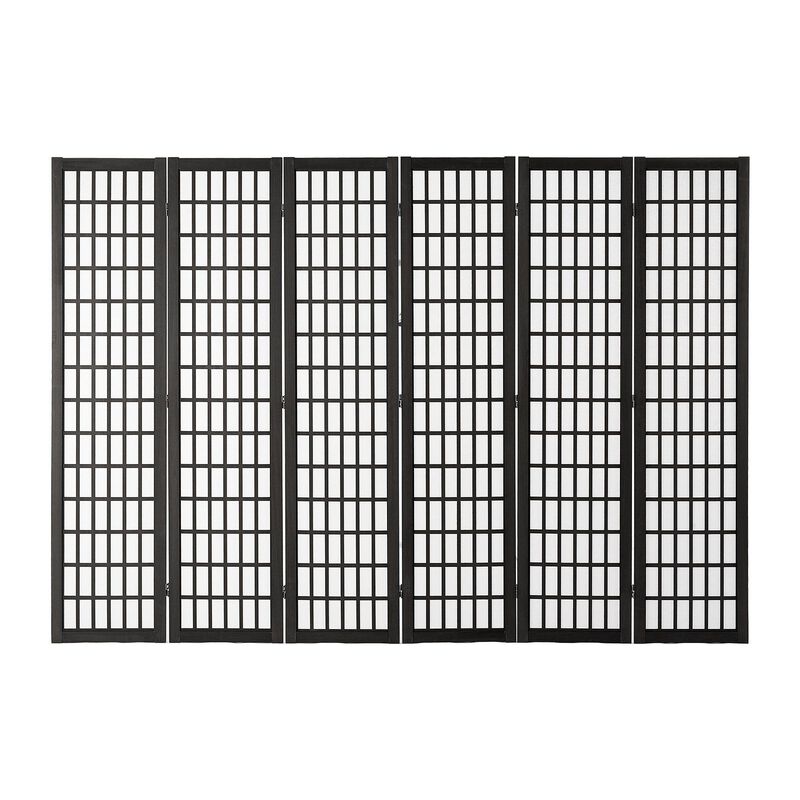 6-Panel Room Divider, Folding Privacy Screen for Home & Office - Black image number 0