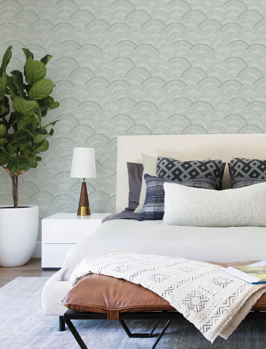 Encircle Sea Green Geometric Wallpaper (Set of 2)