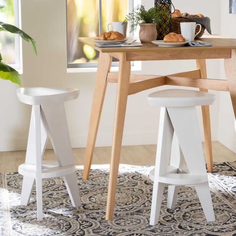 bali & pari Roy Wood Counter Stool - Sculptural Backless Accent Stool with Geometric Base and Integrated Footrest image number 6