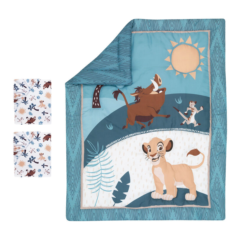 Lambs & Ivy Disney Baby Lion King Adventure Blue 3-Piece Mini Crib Bedding Set