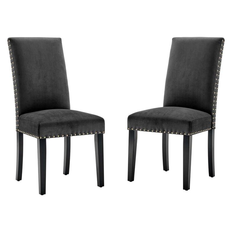 Modway EEI-3779-CHA Parcel Performance Velvet Dining Side Chairs - Set of 2, Charcoal image number 0