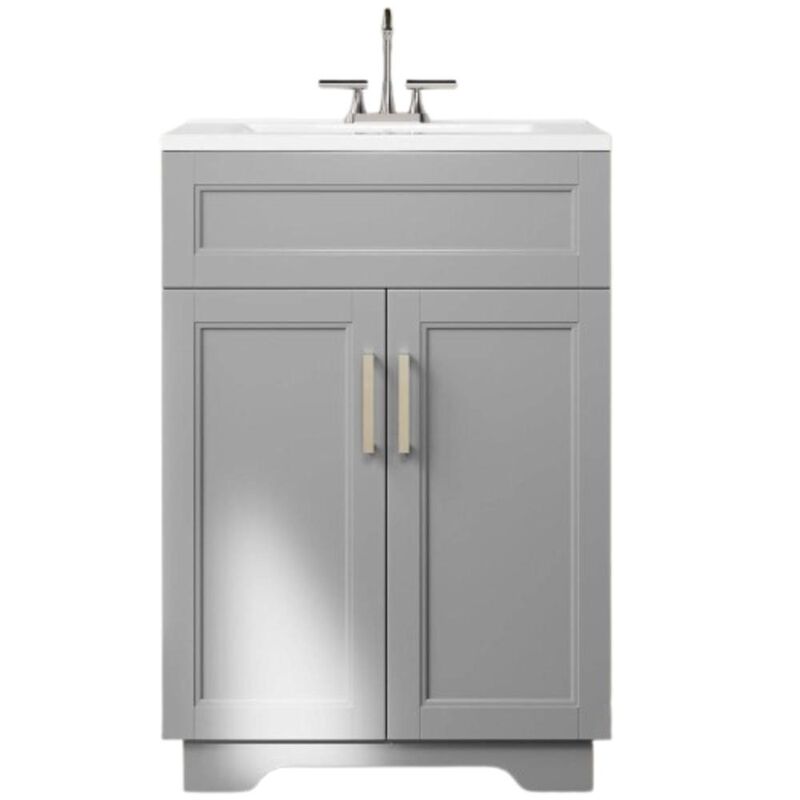 Hivvago Modern Gray Wood Finish Bathroom Vanity with White Ceramic Sink