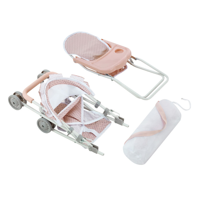 Olivia's Little World Polka Dot Princess Baby Doll 3pc Nursery Set, Pink & Gray image number 3
