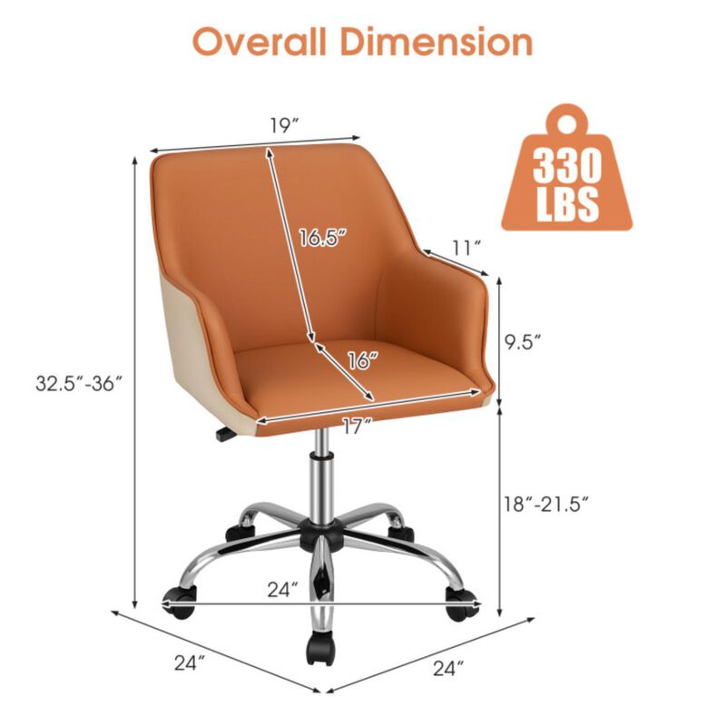 Hivvago PU Covered Office Chair with Adjustable Height and Sponge Padded Cushion-Brown