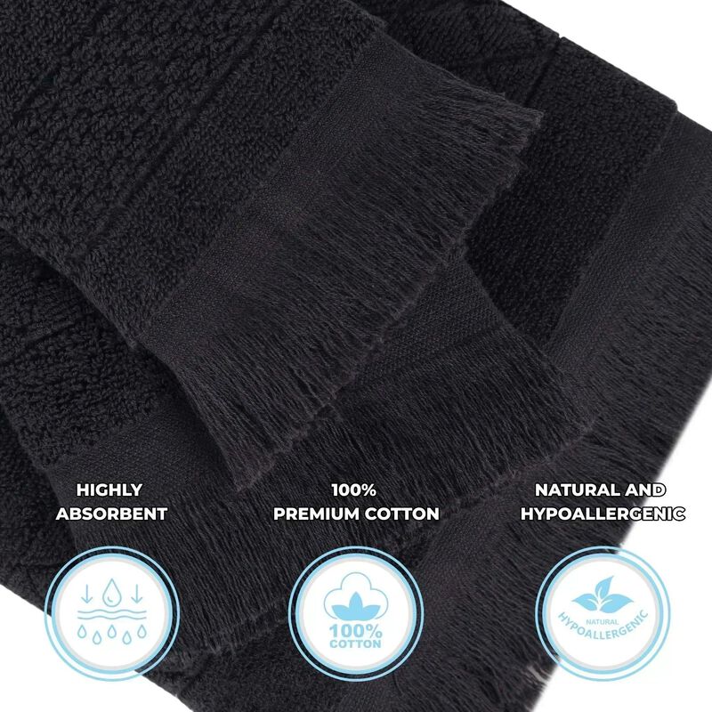 Absorbent Cotton Hand Towels Set of 6 with Geometric Jacquard Design image number 2