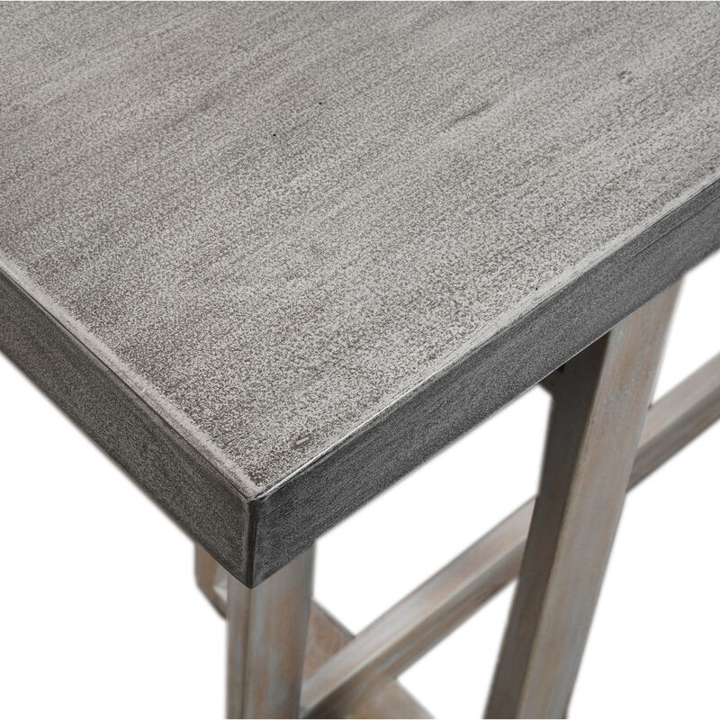 59 Inch Artisan Sideboard Console Table with Geometric Interlocked Base, Distressed Matte Gray image number 3