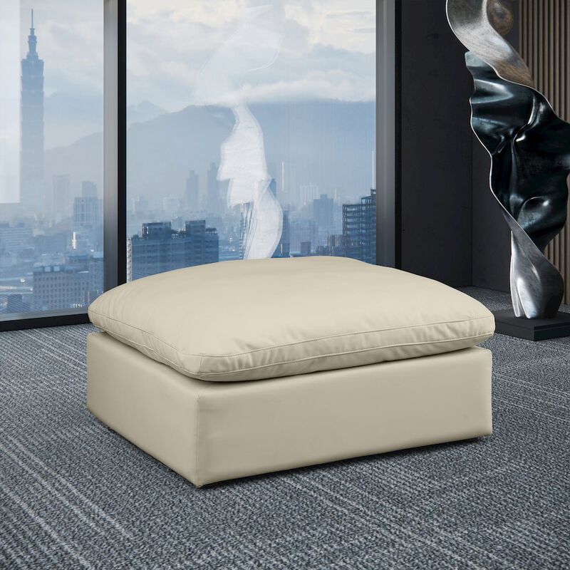 Meridian Furniture Comfy Cream Vegan Leather Modular Ottoman
