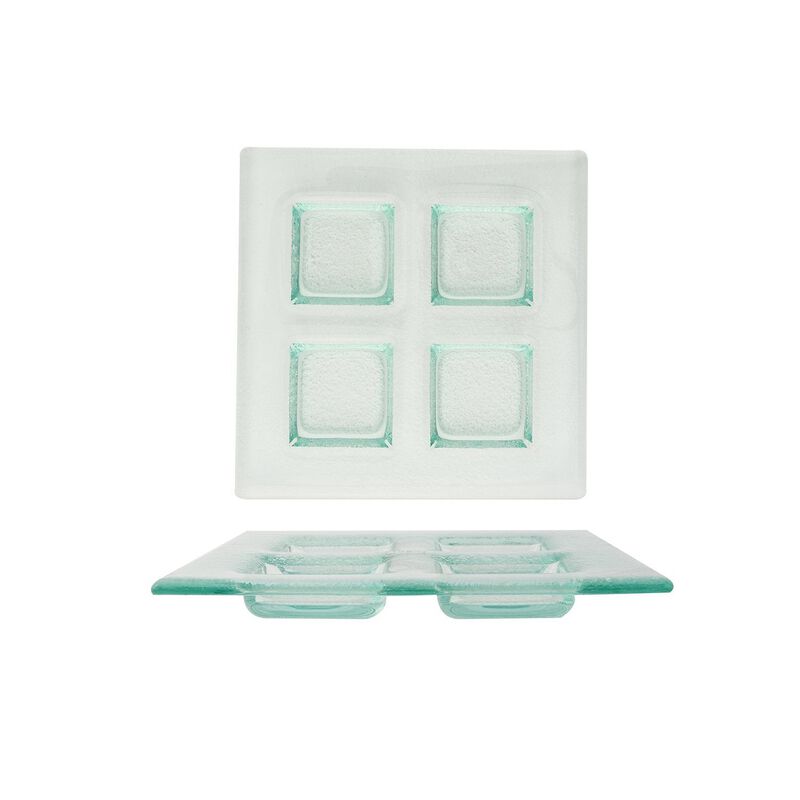 Turgla Fusion Glass 8" x 8" Square Clear Glass Sectional Plate (Set of 2) image number 3