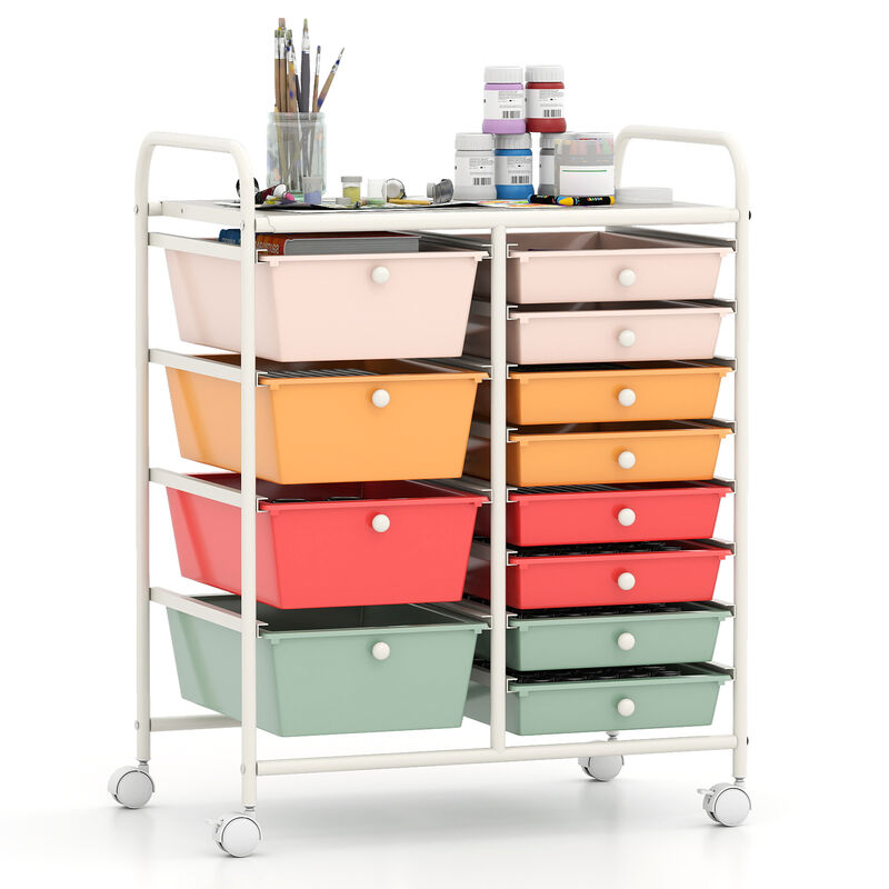 12-Drawer Rolling Utility Cart with Multi-Purpose Storage image number 3