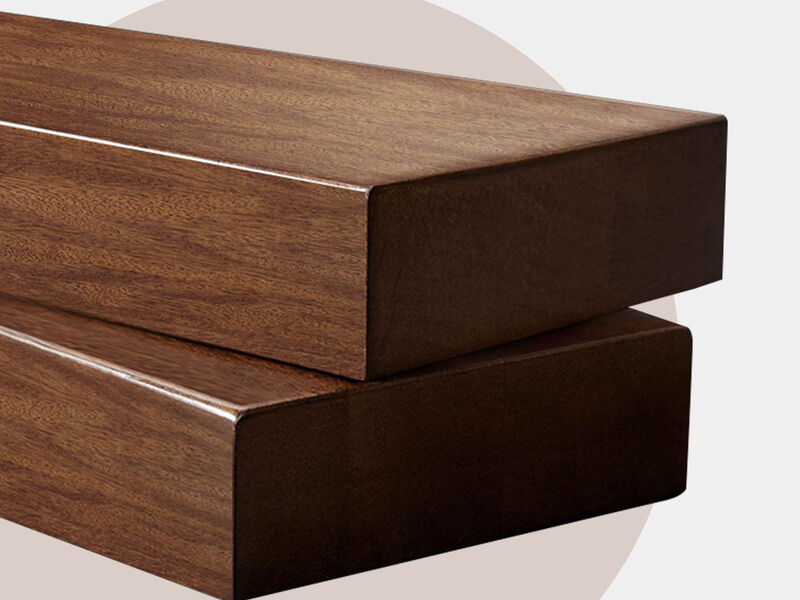 Triangular Coffee Table Living Room Accent Table Vintage Wood Base image number 5