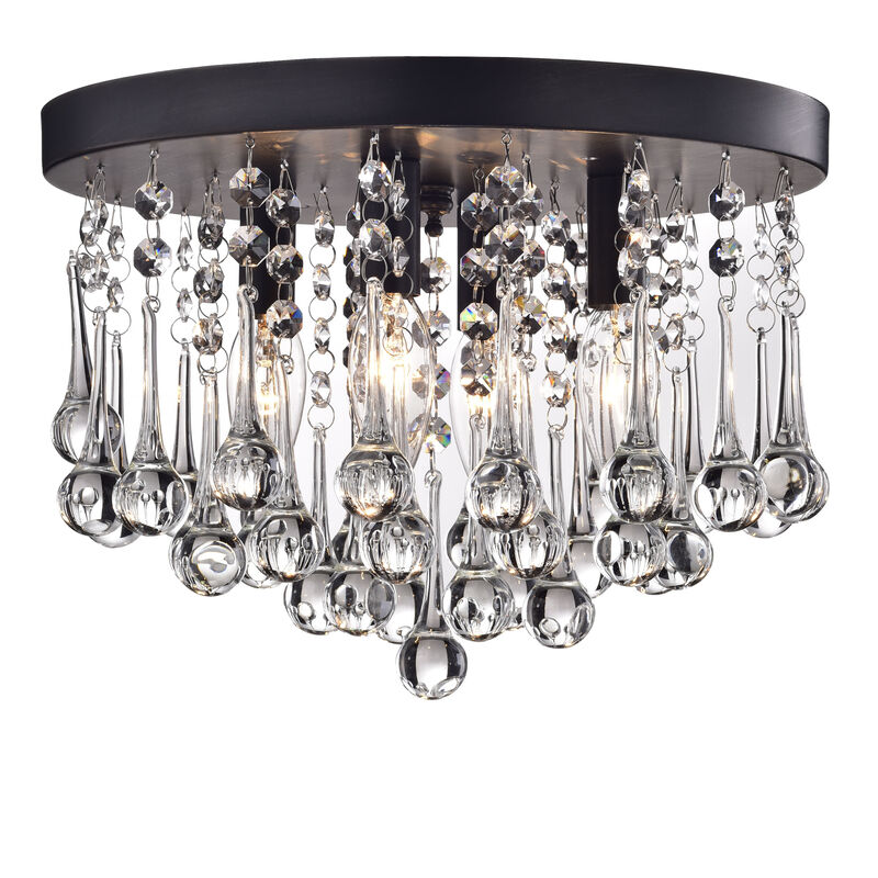 Jessica 4-Light Black Flush Mount with Clear Crystal Drops image number 0