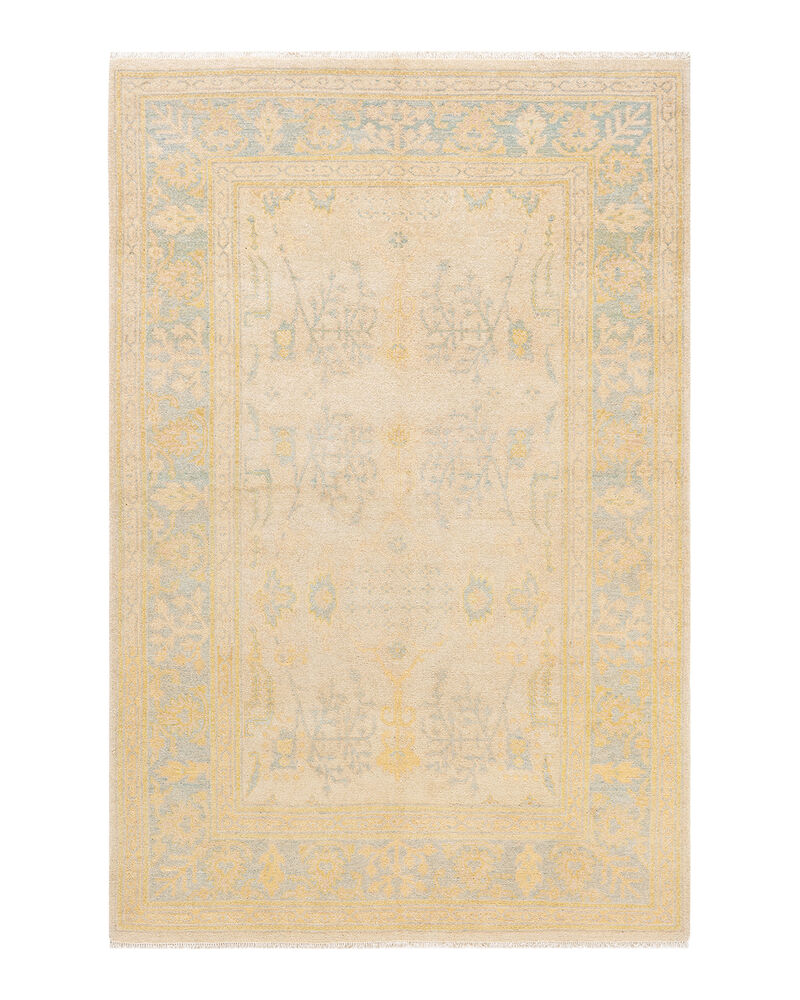 Eclectic, One-of-a-Kind Hand-Knotted Area Rug  - Ivory, 5' 3" x 8' 0" image number 1