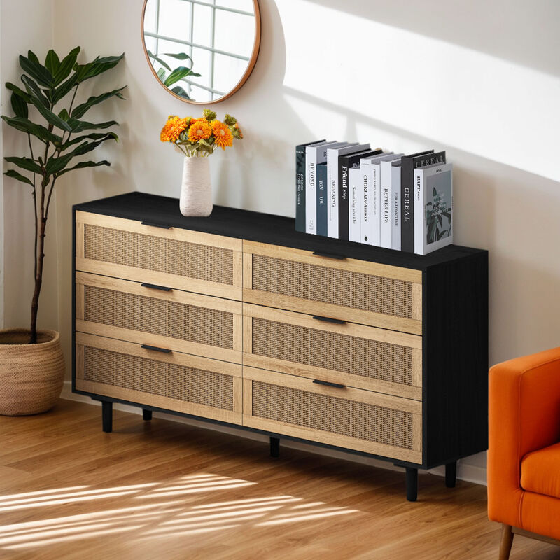 Bamixt 6-Drawers Rattan Dresser image number 2