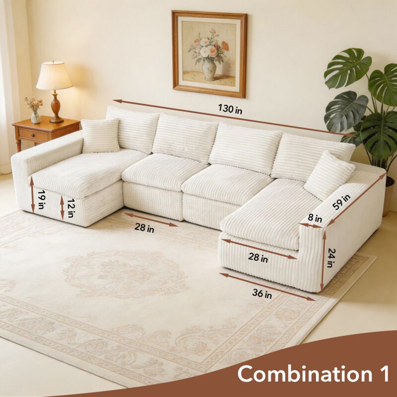 Nespfe Modular U-Shaped Compressed Sectional Sofa image number 9