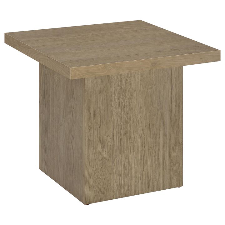 Darla Square Side-End Table, Block Style Base, Wood