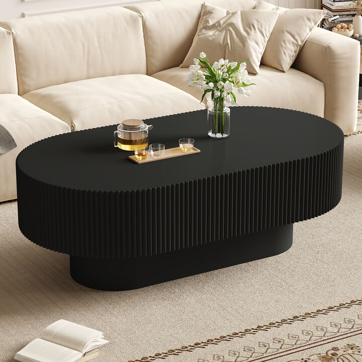 Merax Contemporary Oval Accent Table with Premium Painted Finish, Felt Floor Pads