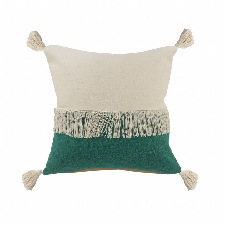 Handcrafted Cotton Pillow with Tassels &ndash; Stylish Throw Cushion for Living Room