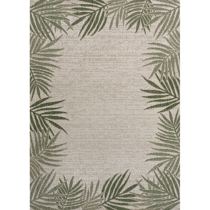 Isla Coastal Cottage Palm Frond Border Indoor/Outdoor Area Rug