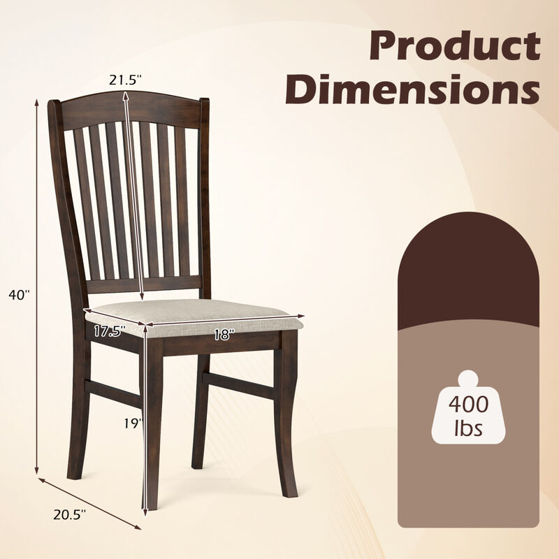 Set of 4 Dining Side Chairs with Rubber Wood Frame and Padded Seats image number 2