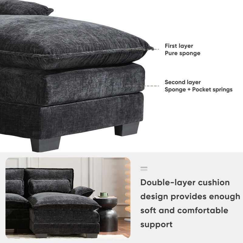 Merax U-Shaped Chenille Sectional Sofa with Double Chaise, Central Storage Console image number 7