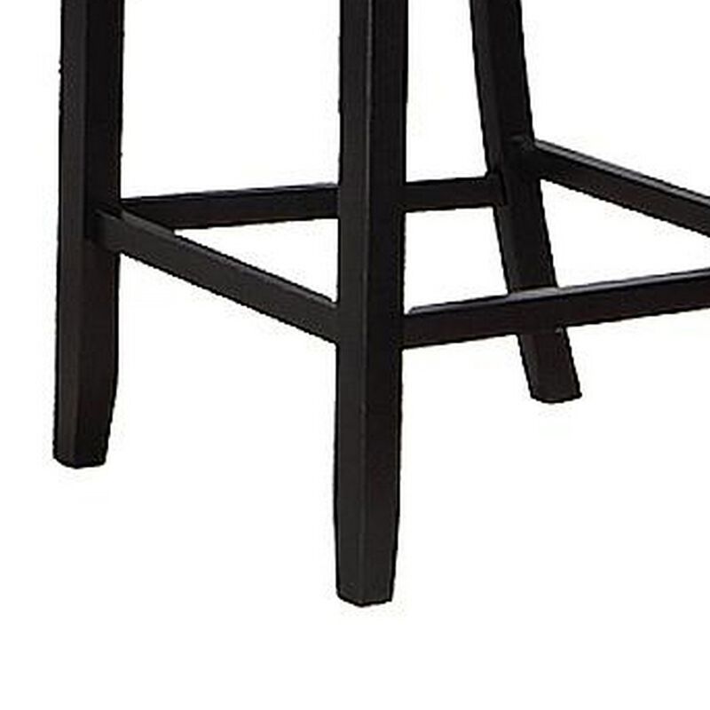 Sie 24 Inch Counter Height Chairs, Set of 2, Nailhead Trim, Gray Fabric, Black Wood