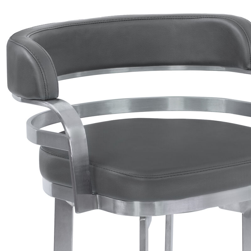 Prinz Counter Height Swivel Faux Leather and Brushed Stainless Steel Bar Stool image number 3