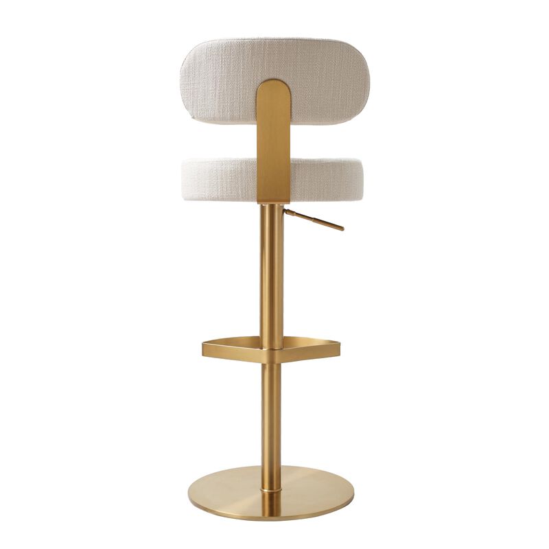 Tov Furniture Primrose Cream Textured Performance Fabric Adjustable Stool image number 2