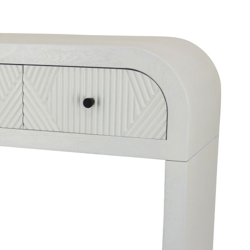 Jack Console Table, White Wood, 3 Drawers and Bottom Shelf, 47 Inch image number 3