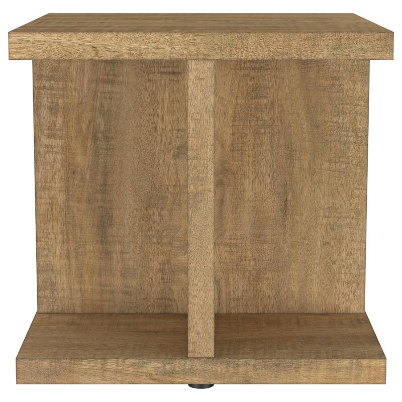 Chet Square End Table with Open Cube Base, Mango Finish Wood 24 Inch image number 2