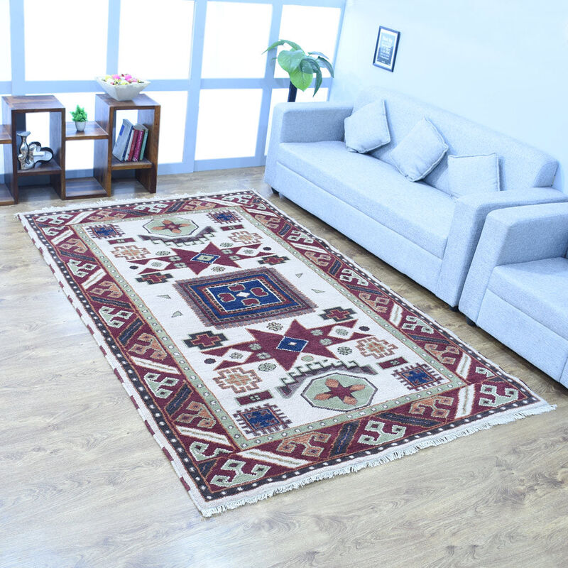RUGSOTIC CARPETS HAND KNOTTED WOOL & SILK ECO-FRIENDLY ORIENTAL AREA RUGS  - Rectangle Shape, Classic Oriental Traditional , Low Pile Handmade Area Rugs (AF0102) image number 1