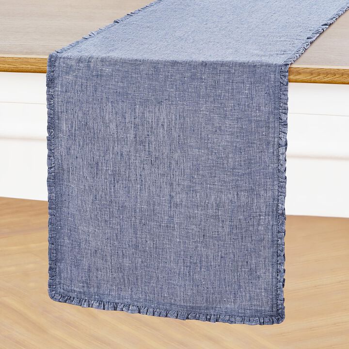 Solino Home 100% Pure Linen Table Runner - Juliette Ruffle