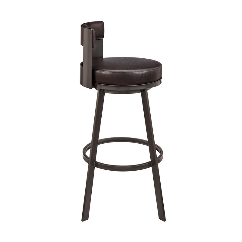 Lynof Swivel Stool in Silver Metal with Grey Faux Leather