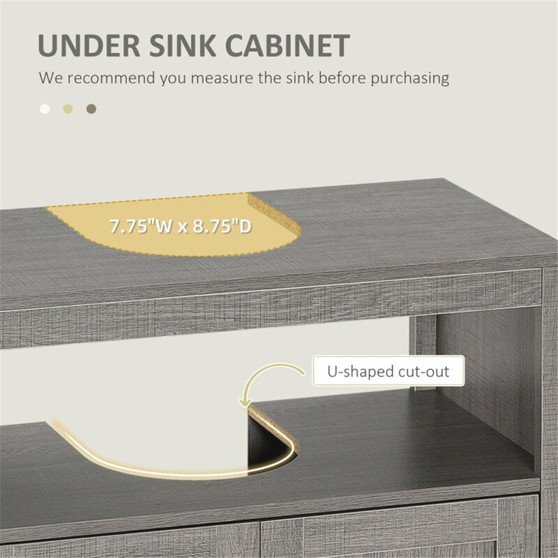 Compact Sink Cabinet for Bathroom with Shelves and Hidden Storage