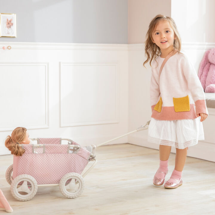 Olivia's Little World Polka Dot Princess Baby Doll & Stuffed Animal Wagon, Pink