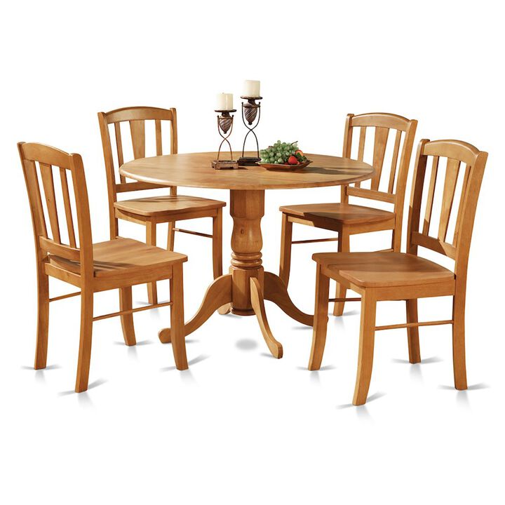East West Furniture 5  Pc  small  Kitchen  Table  and  Chairs  set-round  Table  and  4  dinette  Chairs  Chairs