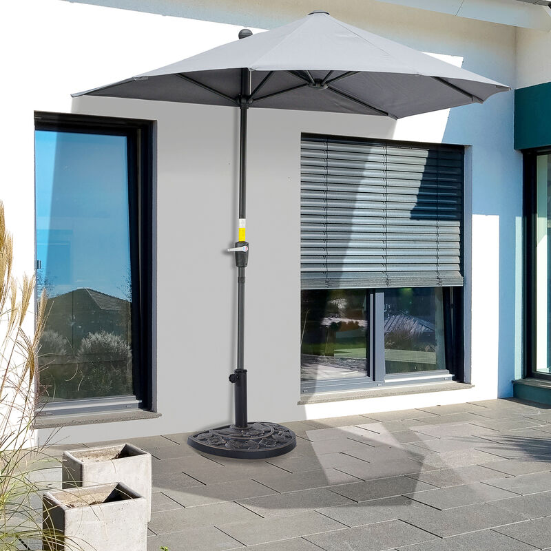 Outsunny 20lbs Half Round Patio Umbrella Base Outdoor Decorative Resin Parasol Stand Holder for Φ1.5", Φ1.9" Pole, for Lawn, Deck, Backyard, Garden, Bronze