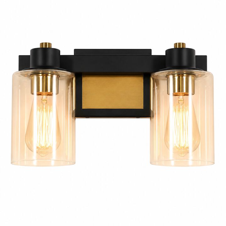 14" 2-Light Dimmable Indoor Wall Sconce with Clear Glass Shades