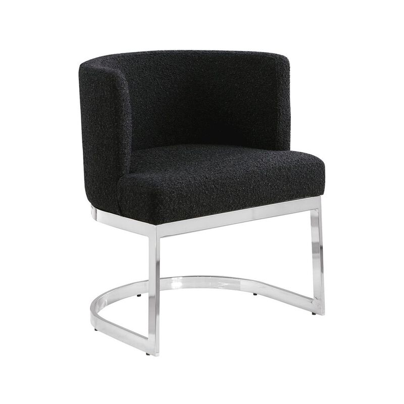 Best Quality Furniture Black With Silver Chrome Base Barrel Chair (Single Chair)